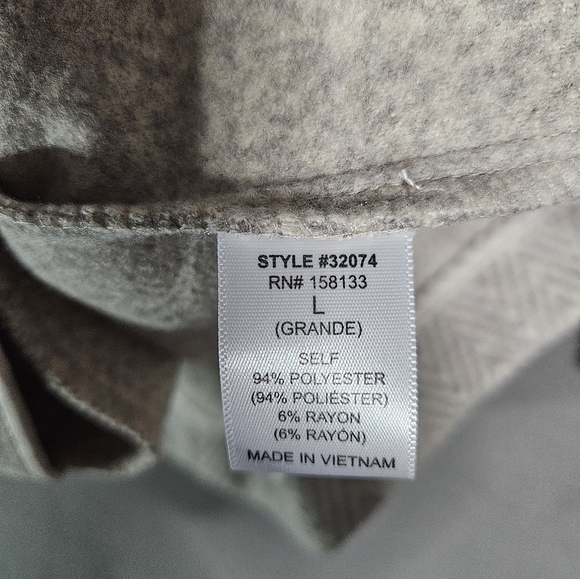 NWT Staccato Womens Large Pea Coat Trench Gray Herringbone Single Button Pockets - Picture 8 of 10